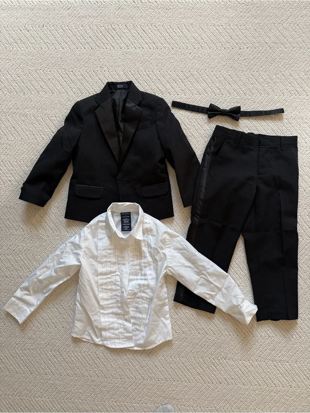 Nautica 4T Black Boys' Tuxedo Jacket, Pants & White Dress Shirt Set